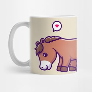 Cute Horse Eating Grass Cartoon Mug
